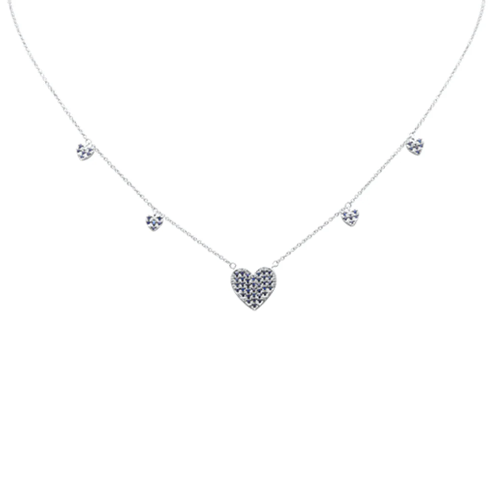 <span style="color:purple">SPECIAL!</span>.50ct G SI 14K White Gold Blue Sapphire Gemstone Pendant Necklace 16+2" Long