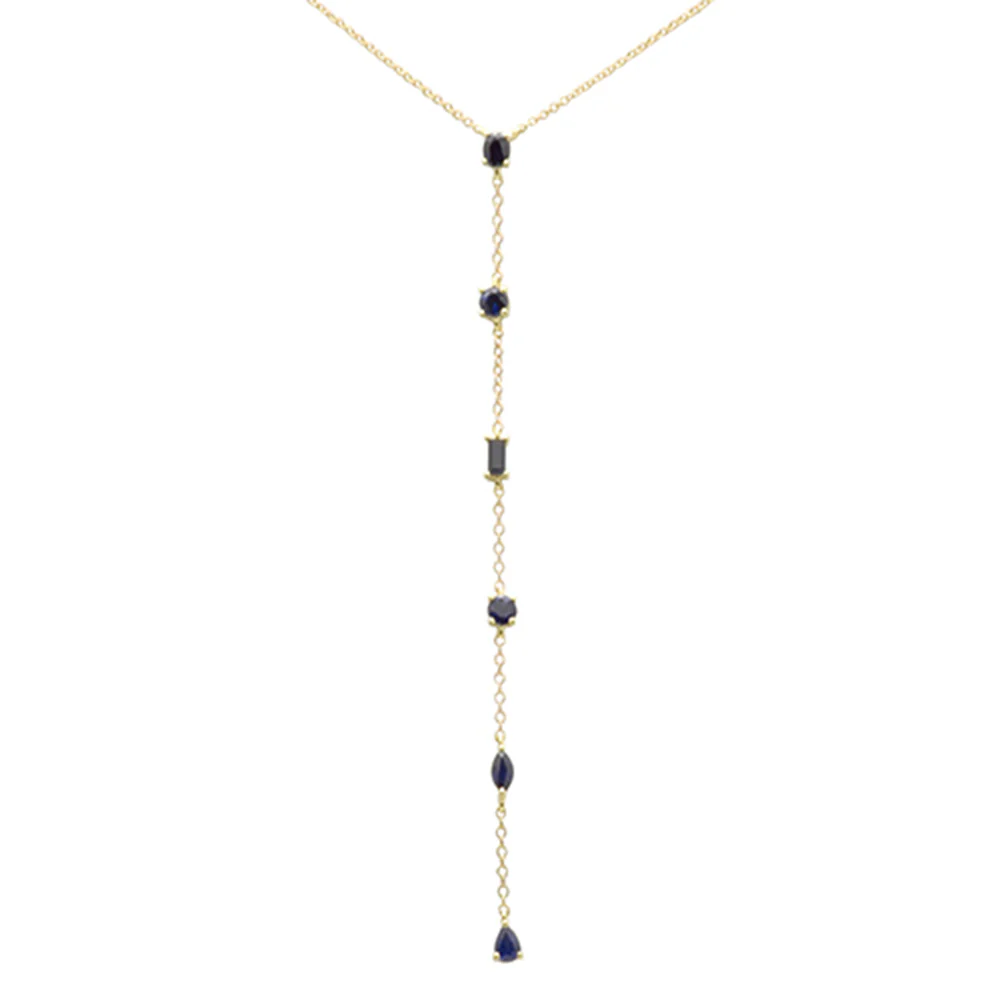 <span>GEMSTONE CLOSEOUT! </span>1.18ct G SI 14K Yellow Gold Blue Sapphire Gemstones Pendant Necklace 16+2" Ext Long