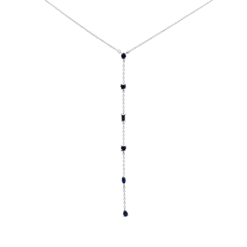 <span>GEMSTONE CLOSEOUT! </span>1.07ct G SI 14K White Gold Blue Sapphire Gemstone Pendant Necklace 16+2" Long