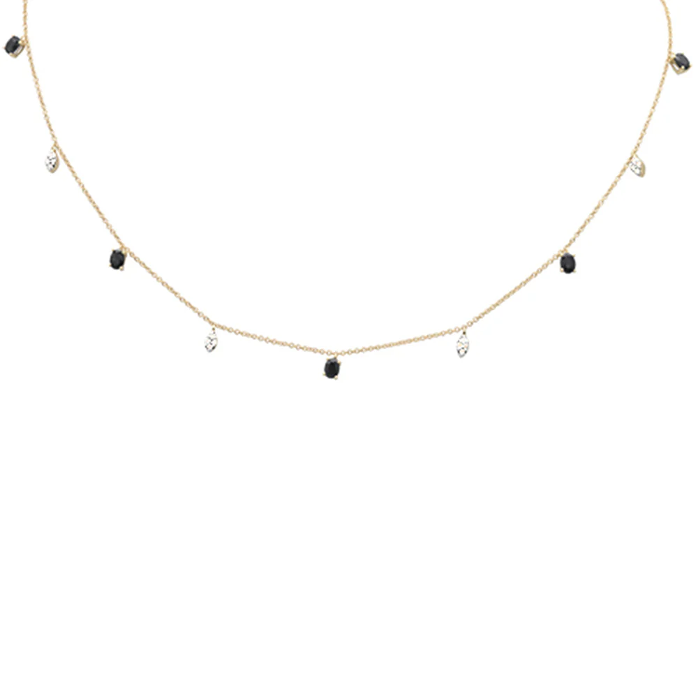 <span>DIAMOND CLOSEOUT! </span> 1.21ct G SI 14K Yellow Gold Diamond & Blue Sapphire Gemstone Pendant Necklace 16+2" Long