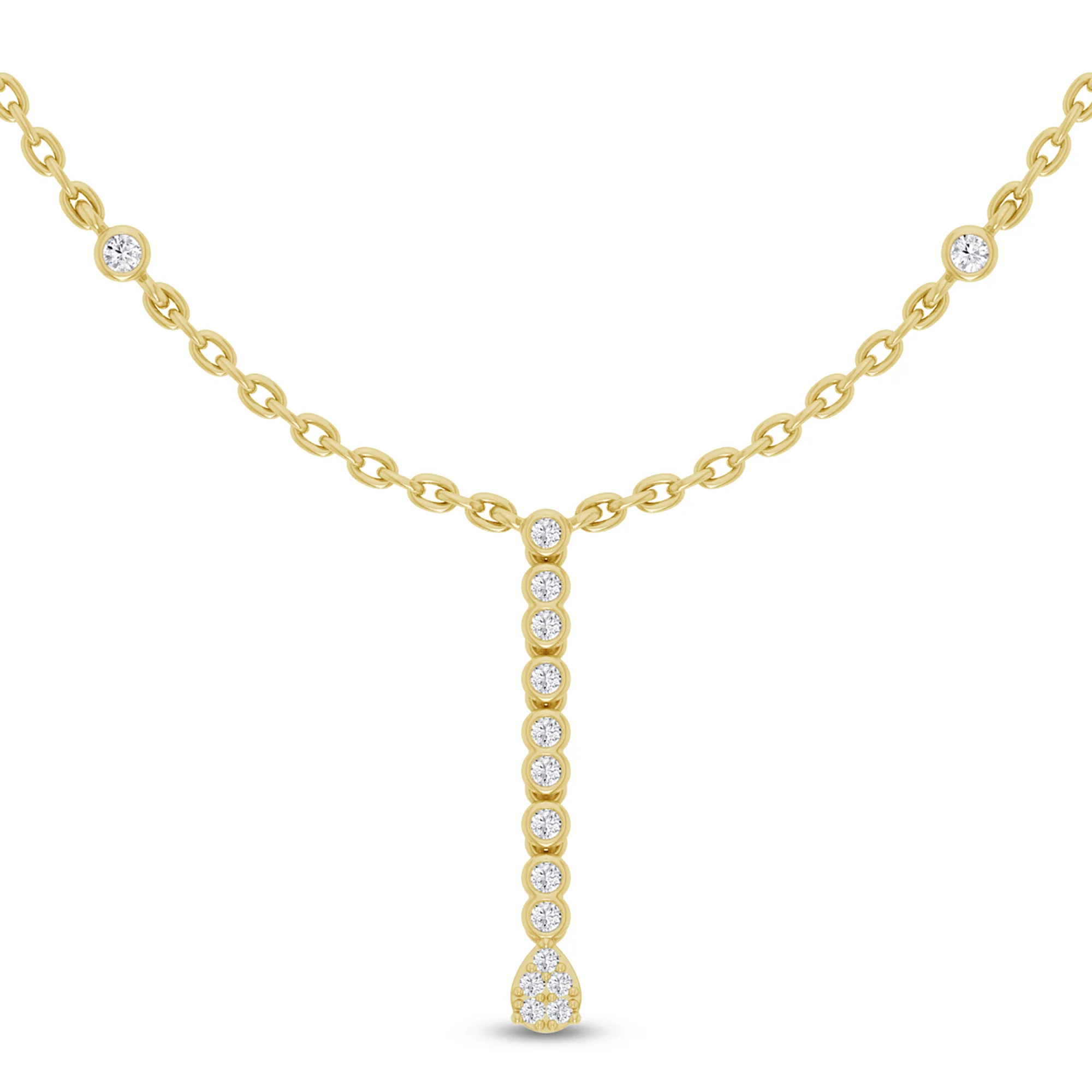 <span>DIAMOND CLOSEOUT! </span> .20ct G SI 14K Yellow Gold Drop Style Diamond Pendant Necklace 16+2" Long