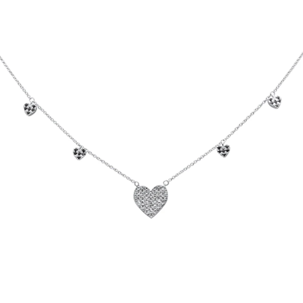 <span style="color:purple">SPECIAL!</span>.44ct G SI 14K White Gold Diamond & Blue Sapphire Gemstone Pendant Necklace 16+2" Long - Image 2