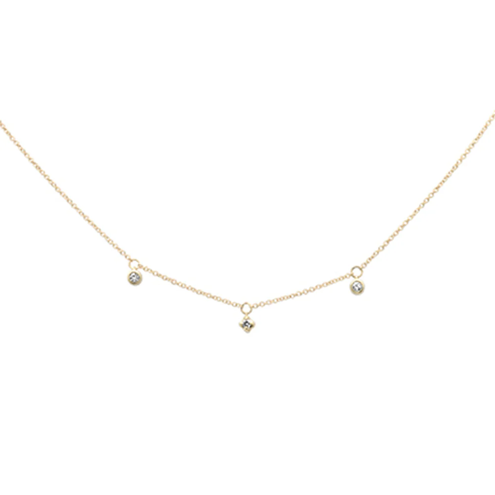 <span>DIAMOND CLOSEOUT! </span> .09ct G SI 14K Yellow Gold Diamond 3 Stone Pendant Necklace 16+2" Long