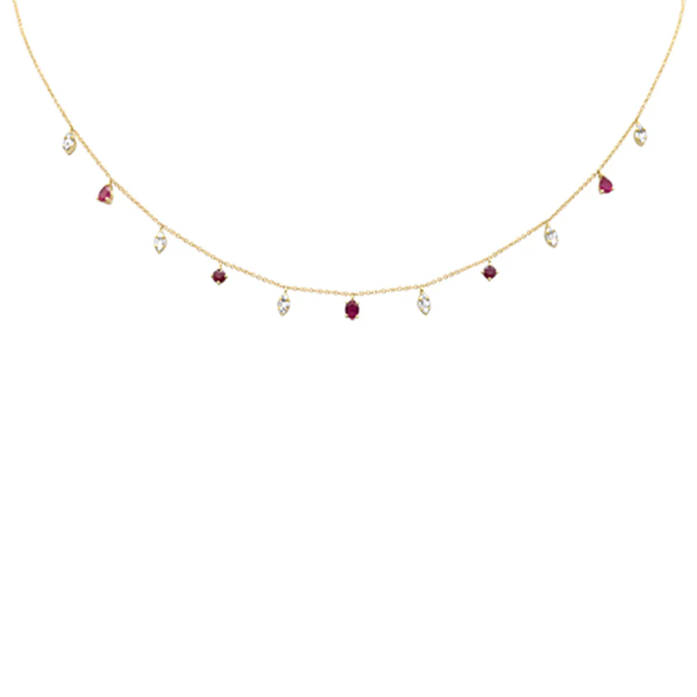 <span style="color:purple">SPECIAL!</span> 1.11ct G SI 14K Yellow Gold Diamond & Ruby Gemstone Pendant Necklace 16+2" Long - Image 2