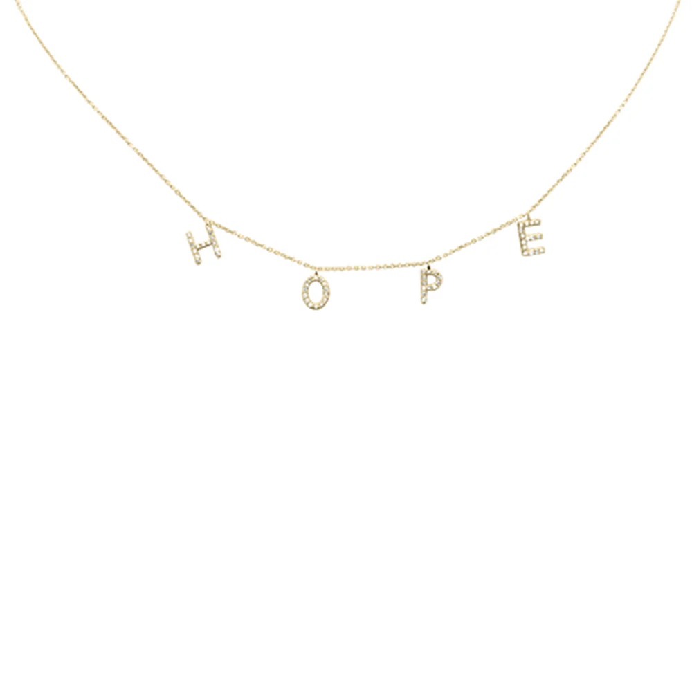 <span>DIAMOND CLOSEOUT! </span> .27ct G SI 14K Yellow Gold Diamond "HOPE" Pendant Necklace 16+2" Long - Image 2