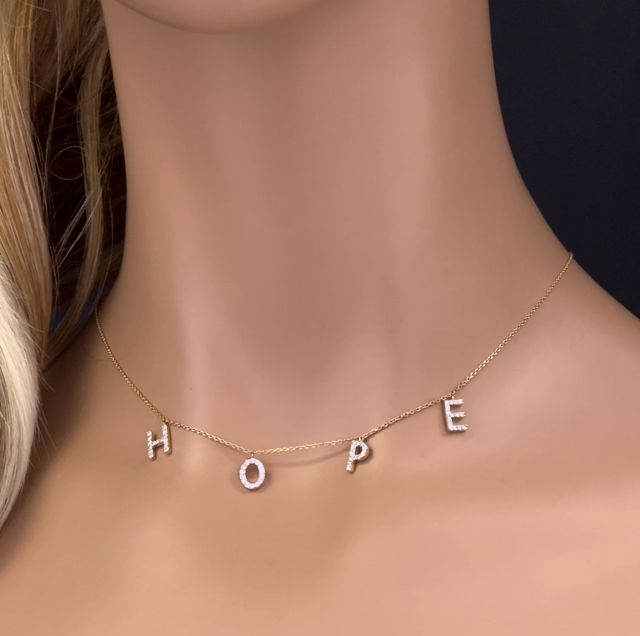 <span>DIAMOND CLOSEOUT! </span> .27ct G SI 14K Yellow Gold Diamond "HOPE" Pendant Necklace 16+2" Long - Image 4