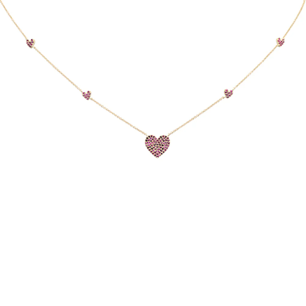 <span style="color:purple">SPECIAL!</span>.62ct G SI 14K Yellow Gold Ruby Gemstone Pendant Necklace 18" Long