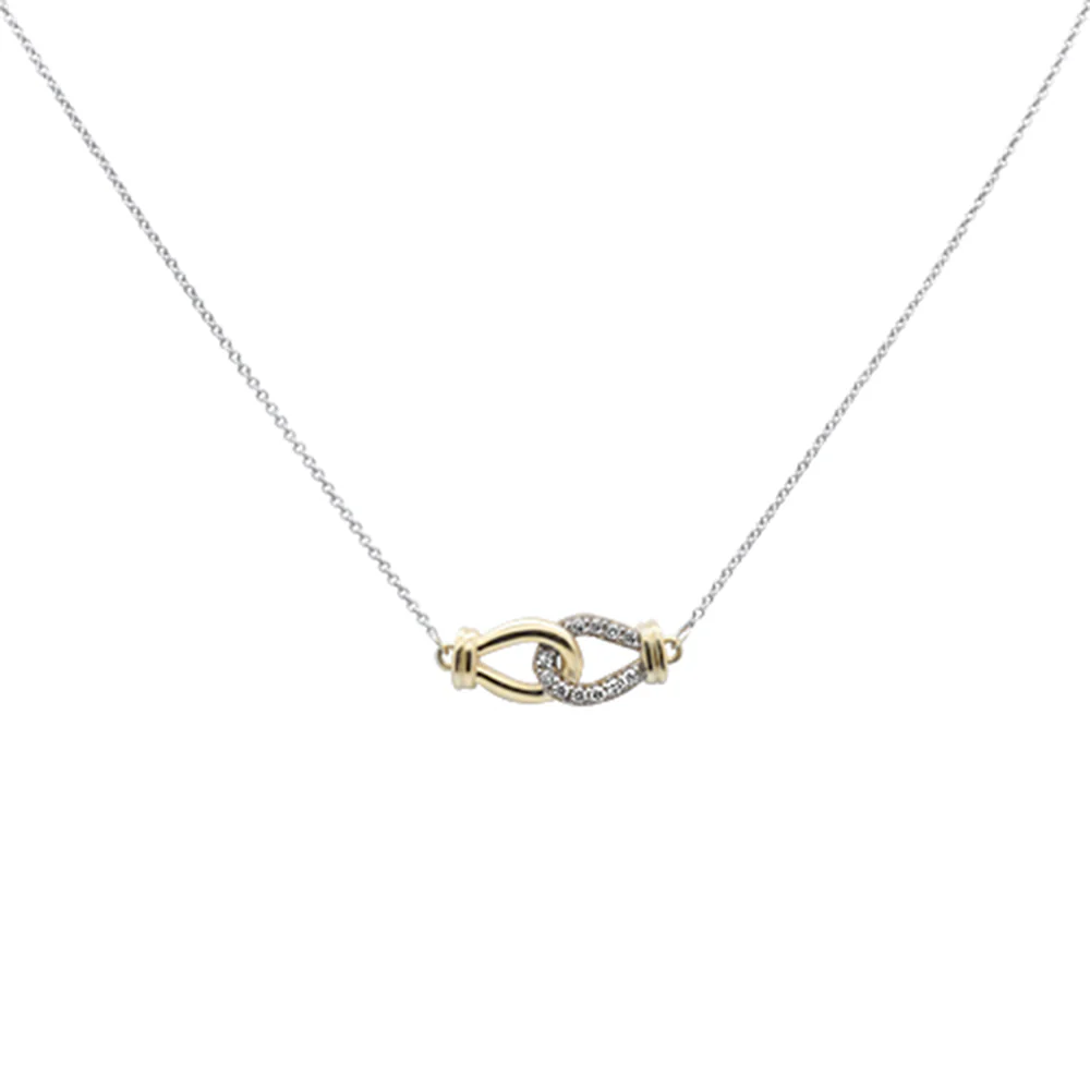 <span style="color:purple">SPECIAL!</span>.14ct G SI 14K Two Tone Diamond Pendant Necklace 16+2" Long
