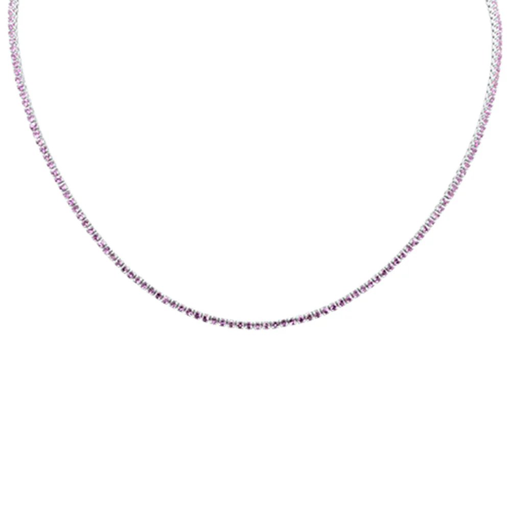 <span style="color:purple">SPECIAL!</span>4.26ct G SI 14K White Gold Pink Sapphire Gemstone Pendant Necklace 15+2" Long
