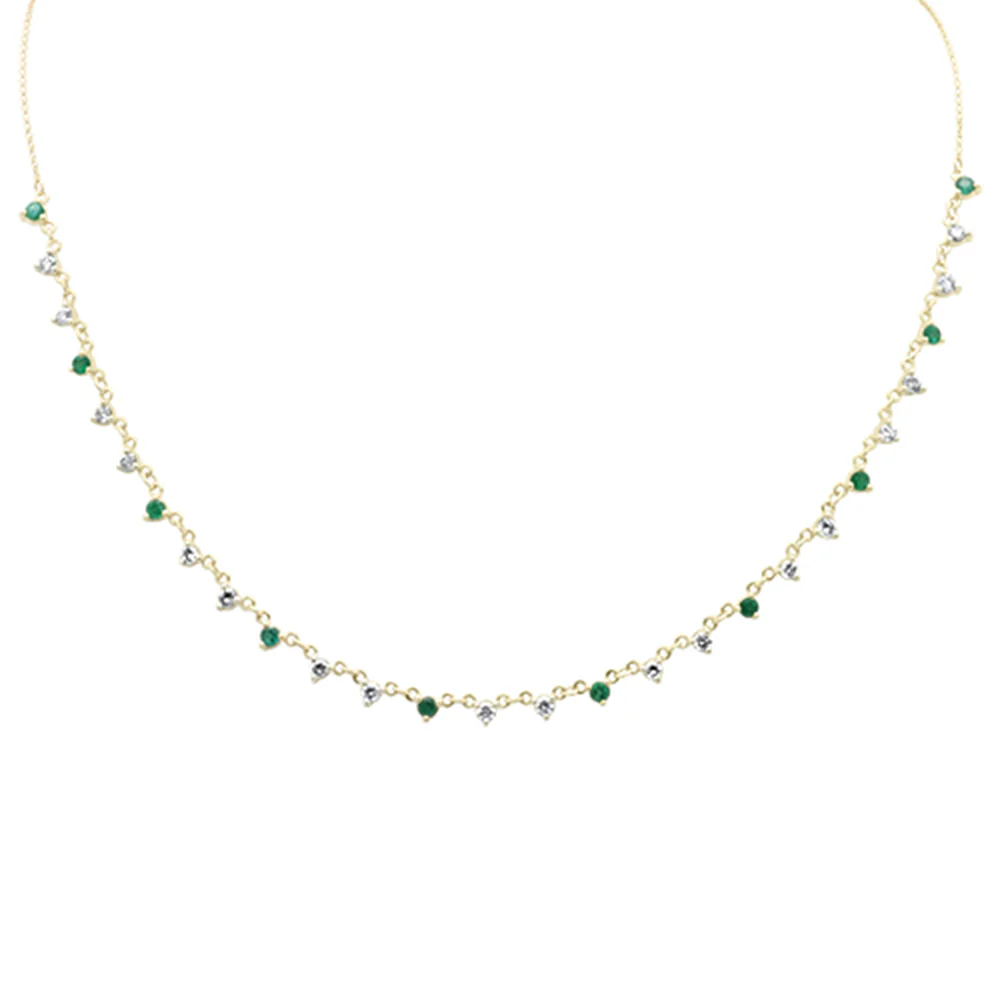 <span>GEMSTONE CLOSEOUT! </span>1.62ct G SI 14K Yellow Gold Diamond & Emerald Gemstone Pendant Necklace  16+2" Long - Image 2