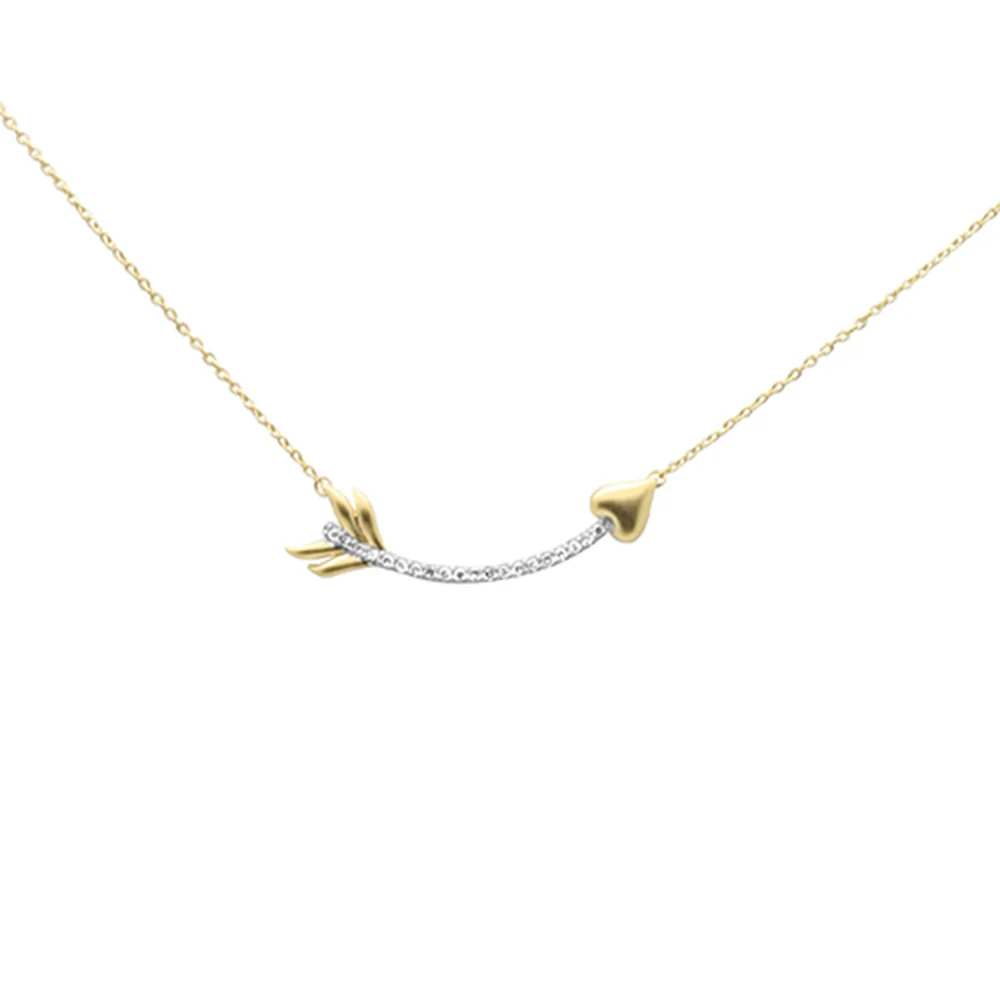 <span style="color:purple">SPECIAL!</span> .10ct G SI 14K Yellow Gold Diamond Arrow Pendant Necklace 18" Long Chain