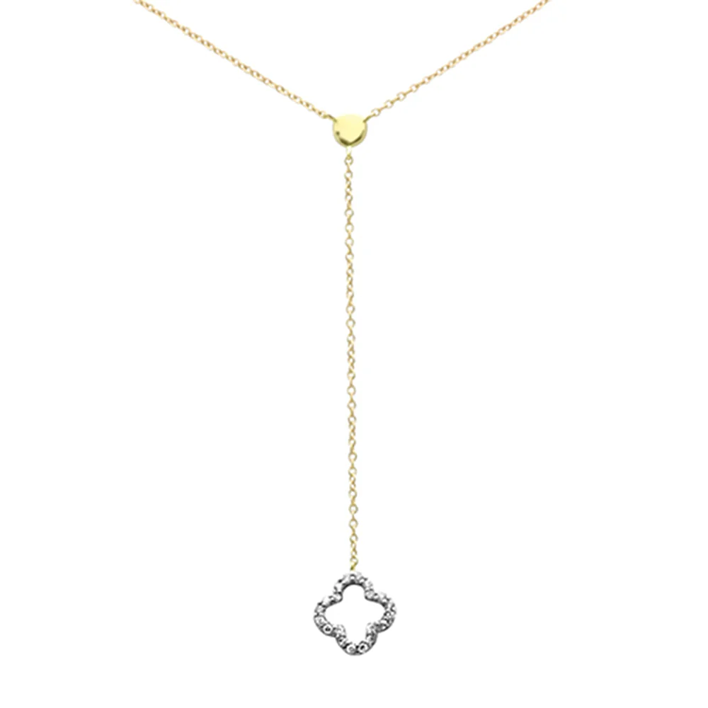<span>DIAMOND CLOSEOUT! </span> .09ct G SI 14K Yellow Gold Diamond Flower Pendant Necklace 16" Long