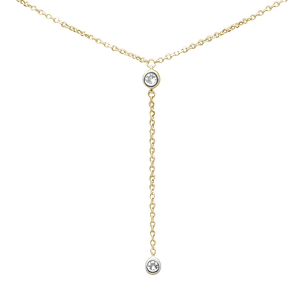 .05ct G SI 14K Yellow Gold Diamond & Aquamarine Gemstone Dangling Pendant Necklace 16" +2" EXT