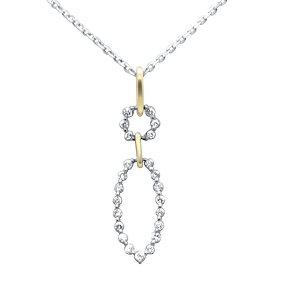 .23ct G SI 14K Yellow Gold Diamond Dangling Pendant Necklace 18" Long