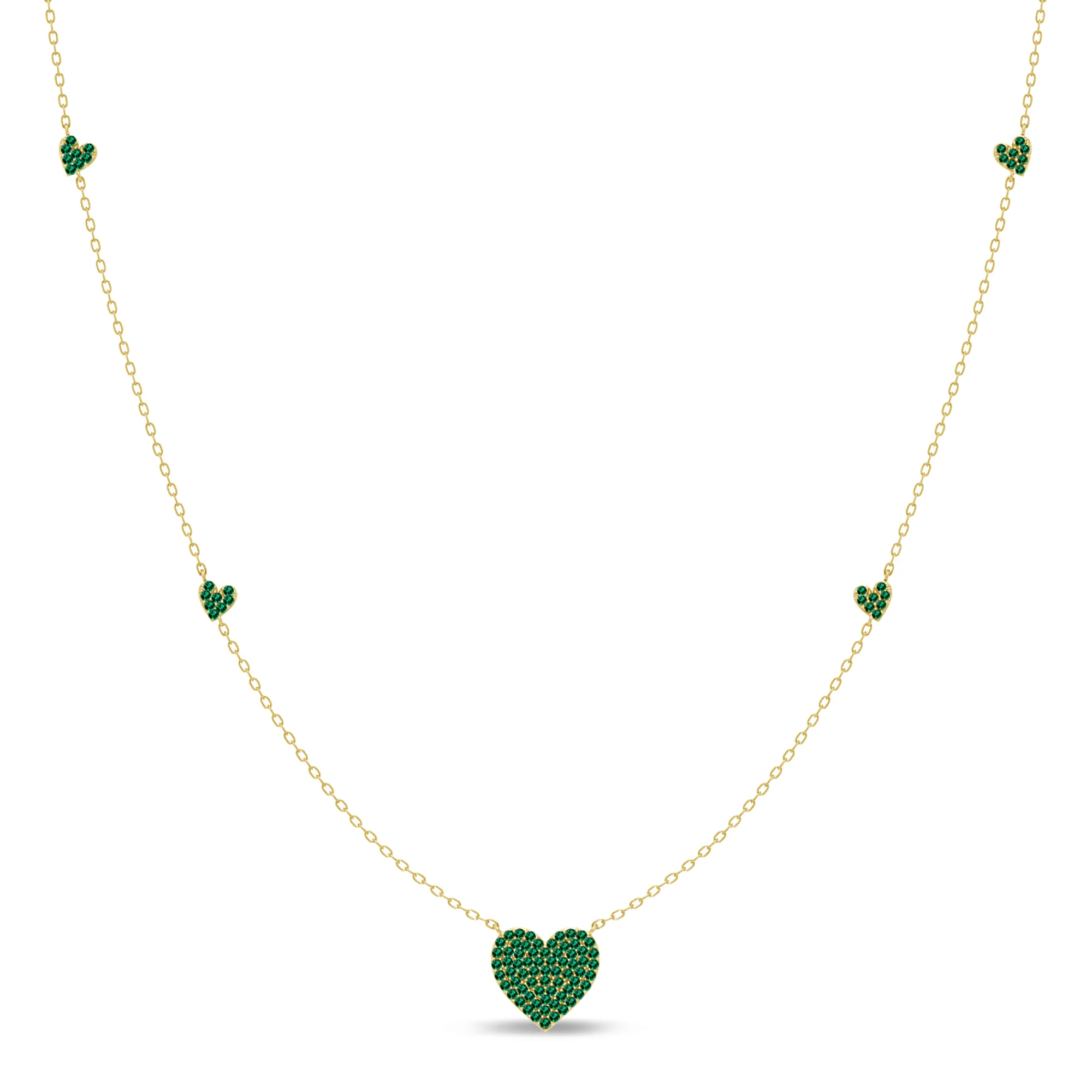 <span style="color:purple">SPECIAL!</span> .32ct G SI 14K Yellow Gold Emerald Gemstone Heart Pendant Necklace 18" Long