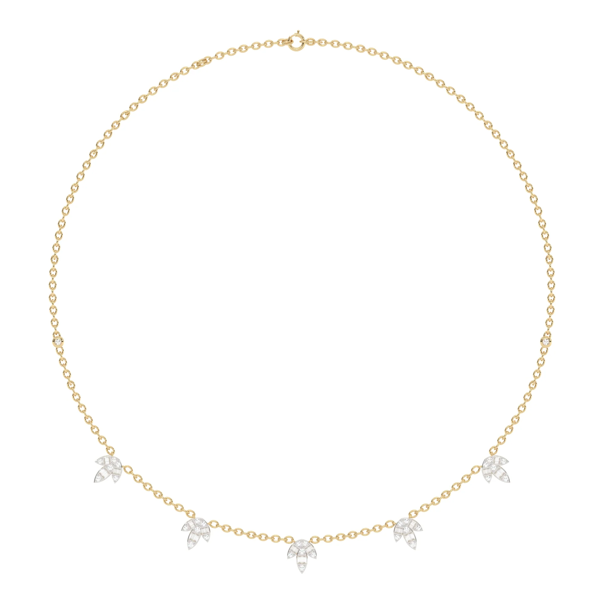 <span style="color:purple">SPECIAL!</span>1.00ct G SI 14K Yellow Gold Diamond Round & Baguette Leaf Pendant Necklace 16" +2" EXT - Image 2