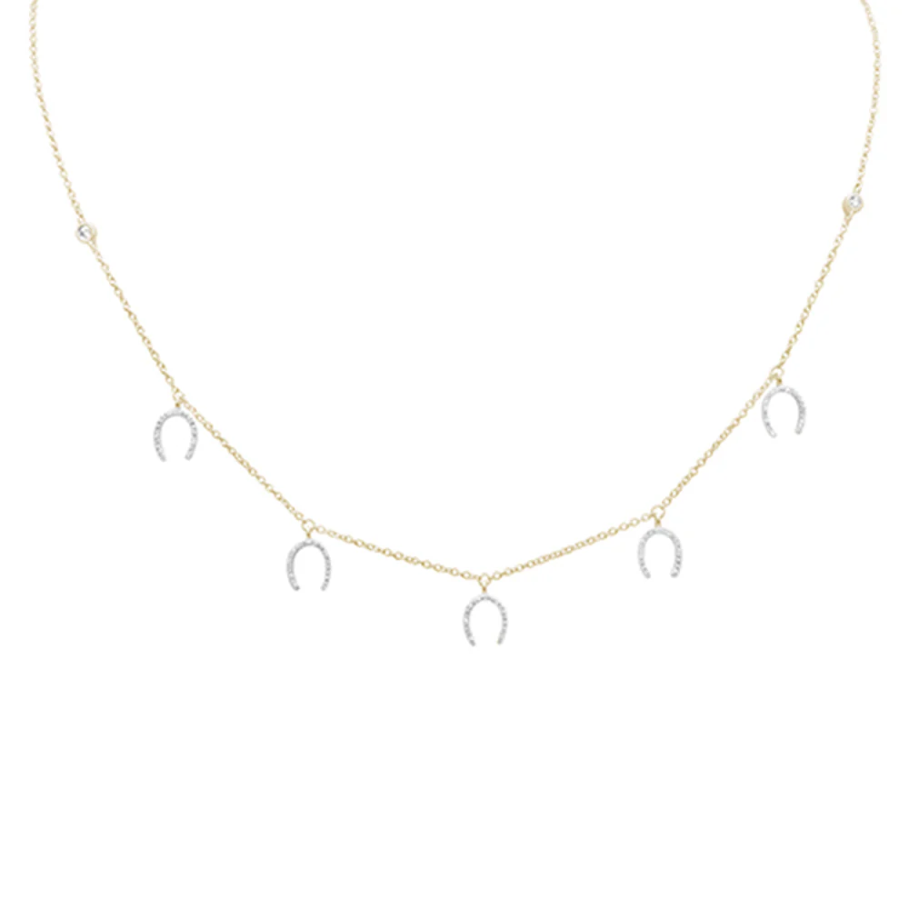 <span>DIAMOND CLOSEOUT! </span> .26ct G SI 14K Yellow Gold Diamond Horseshoe Pendant Necklace 14" +2" EXT