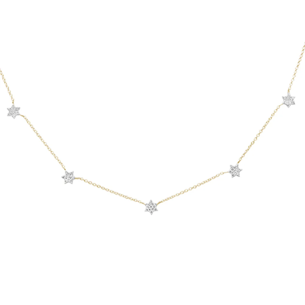 <span style="color:purple">SPECIAL!</span> .28ct G SI 14K Yellow Gold Diamond Star Pendant Necklace 16" +2" EXT