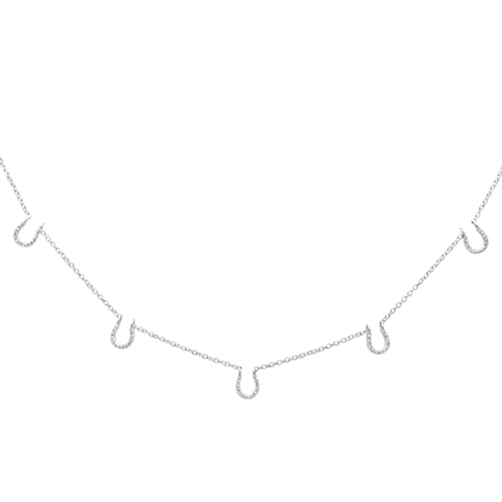 <span>DIAMOND CLOSEOUT! </span> .11ct G SI 14K White Gold Diamond Horseshoe Pendant Necklace 16" +2" EXT