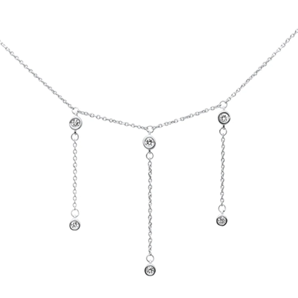 <span>DIAMOND CLOSEOUT! </span> .16ct G SI 14K White Gold Diamond Dangling Pendant Necklace 16" + 2" EXT