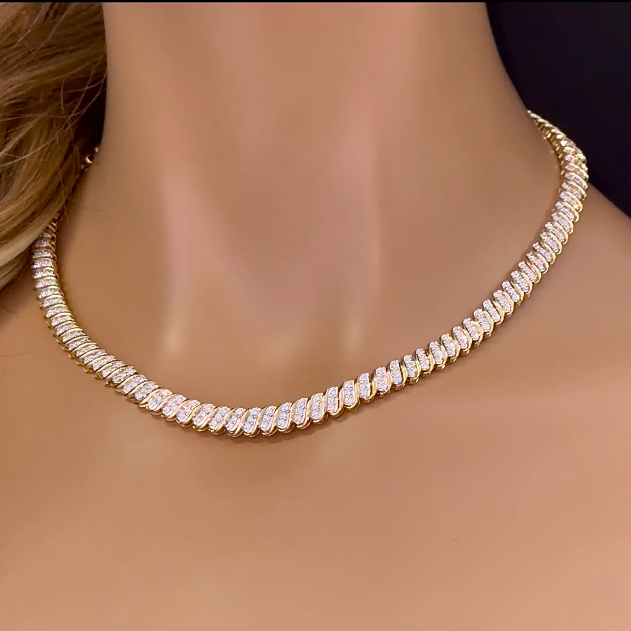 <span>DIAMOND  CLOSEOUT! </span> 3.46ct G SI 14K Yellow Gold Round Diamond Necklace 14" + 2" EXT - Image 2