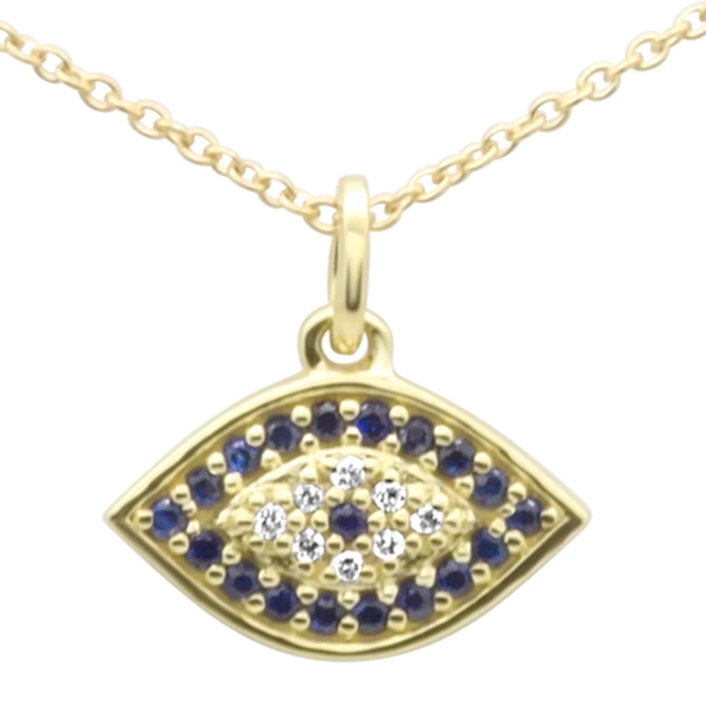 <span>DIAMOND CLOSEOUT! </span>  .20ct G SI 14K Yellow Gold Diamond & Blue Sapphire Gemstones Pendant Necklace 18" Long