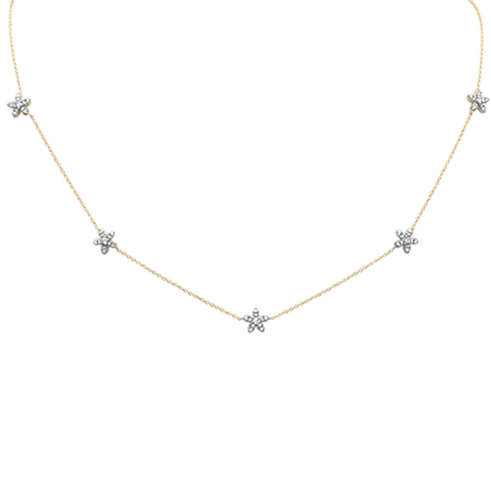 <span style="color:purple">SPECIAL!</span> .43ct G SI 14K Yellow Gold Diamond Flower Pendant Necklace 16" + 2" EXT