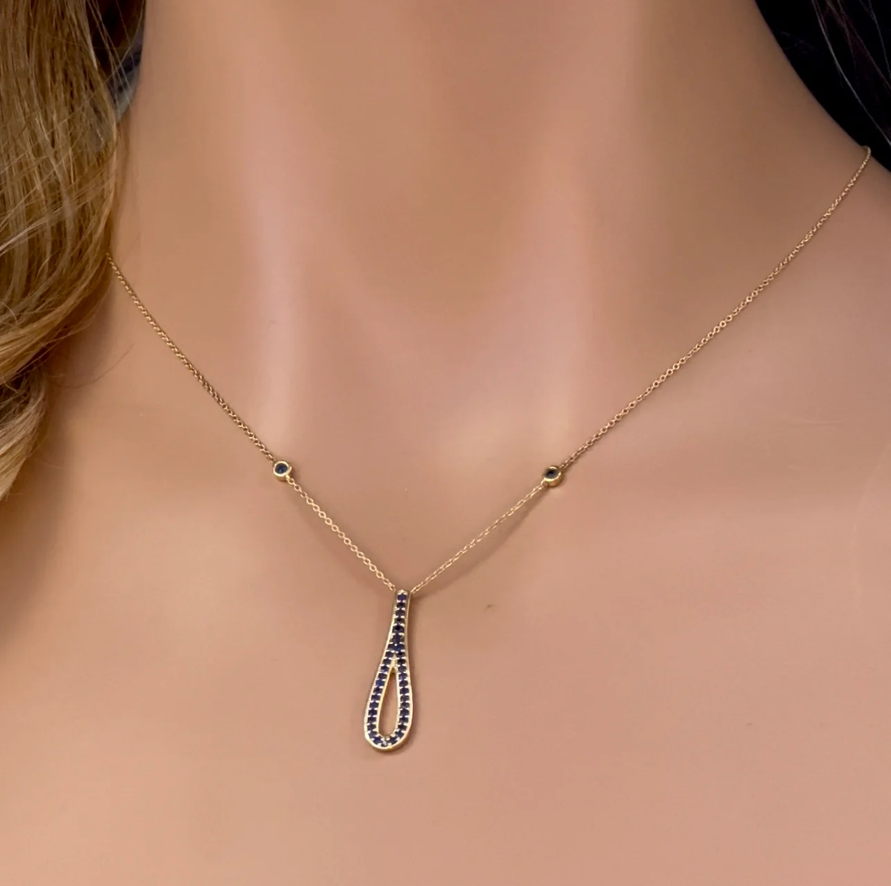 <span>GEMSTONE CLOSEOUT! </span> .35ct G SI 14K Yellow Gold Blue Sapphire Gemstone Pendant Necklace 16" + 2" Ext.