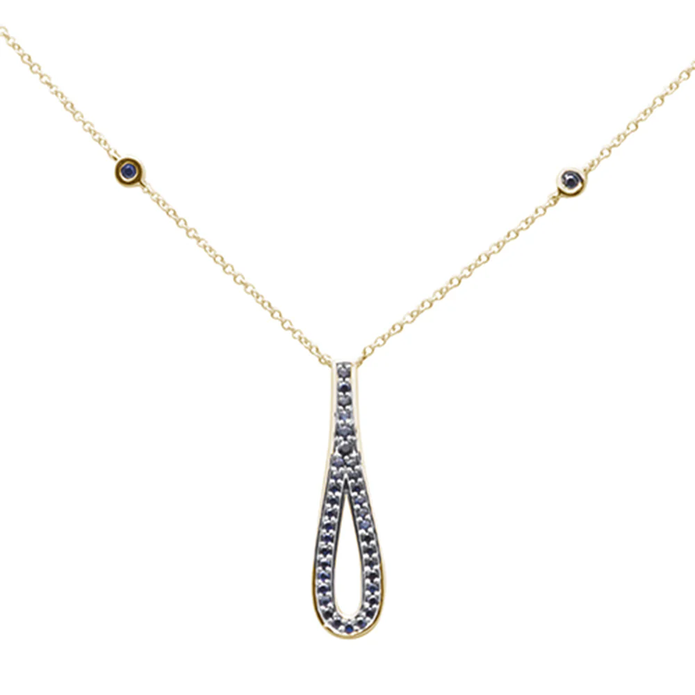 <span>GEMSTONE CLOSEOUT! </span> .35ct G SI 14K Yellow Gold Blue Sapphire Gemstone Pendant Necklace 16" + 2" Ext. - Image 2