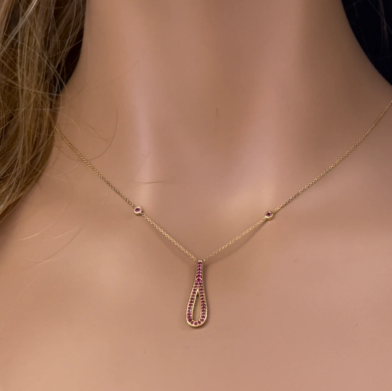 <span>GEMSTONE CLOSEOUT! </span> .33ct G SI 14K Yellow Gold Ruby Gemstone Pendant Necklace 16" + 2" Ext.