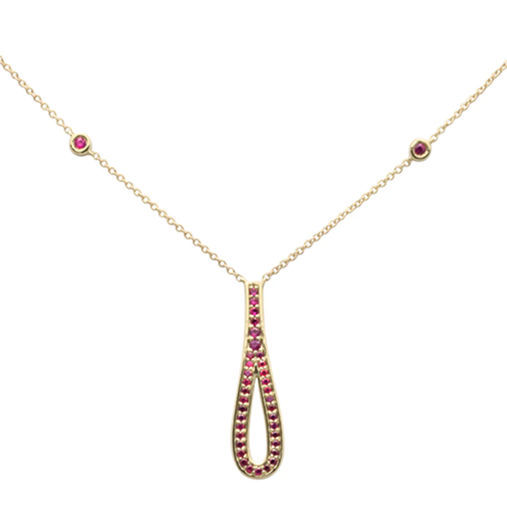 <span>GEMSTONE CLOSEOUT! </span> .33ct G SI 14K Yellow Gold Ruby Gemstone Pendant Necklace 16" + 2" Ext. - Image 2