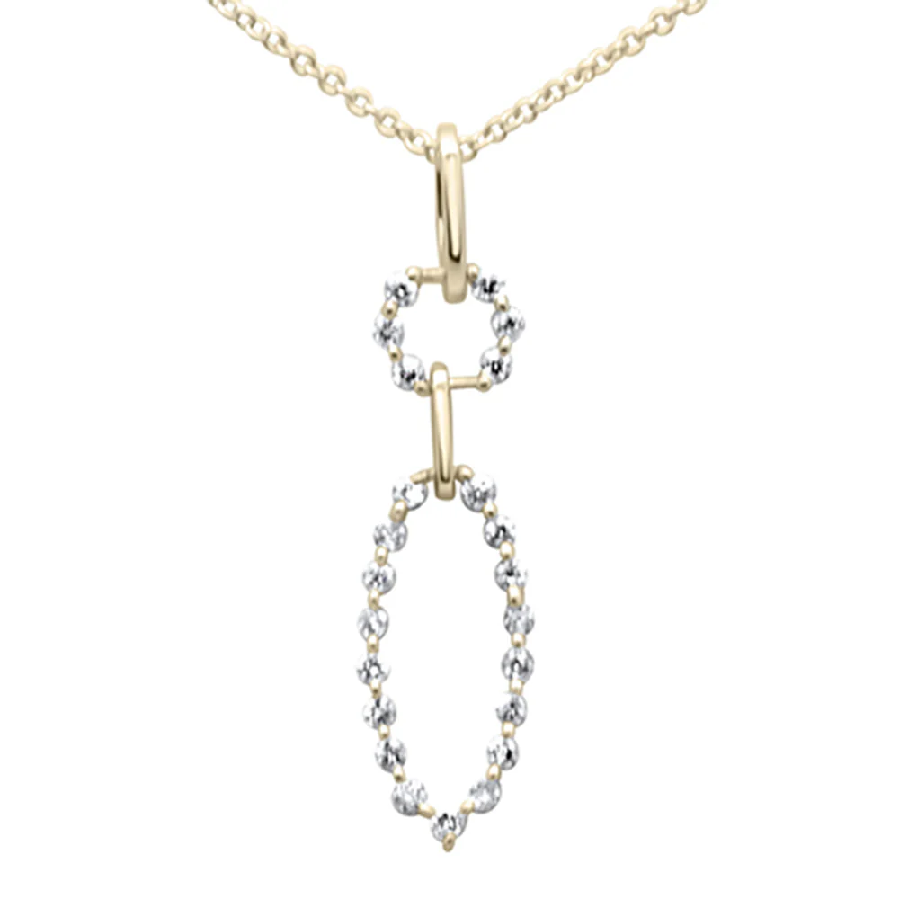 <span style="color:purple">SPECIAL!</span> .22ct G SI 14K Yellow GoldDiamond Round & Oval Shape Dangling Pendant Necklace 18" Long