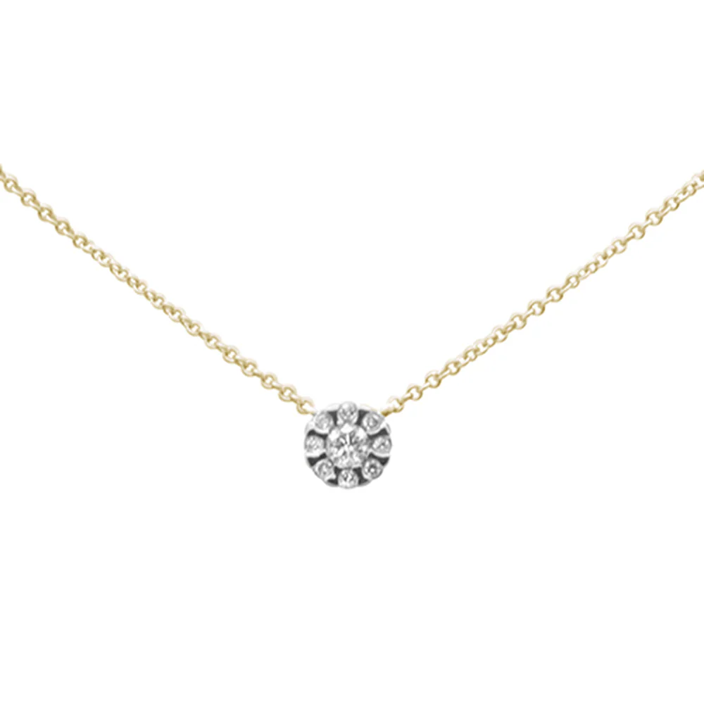 <span style="color:purple">SPECIAL!</span> .15ct G SI 14K Yellow Gold Diamond Round Solitaire Style Pendant Necklace 16" + 2" Ext
