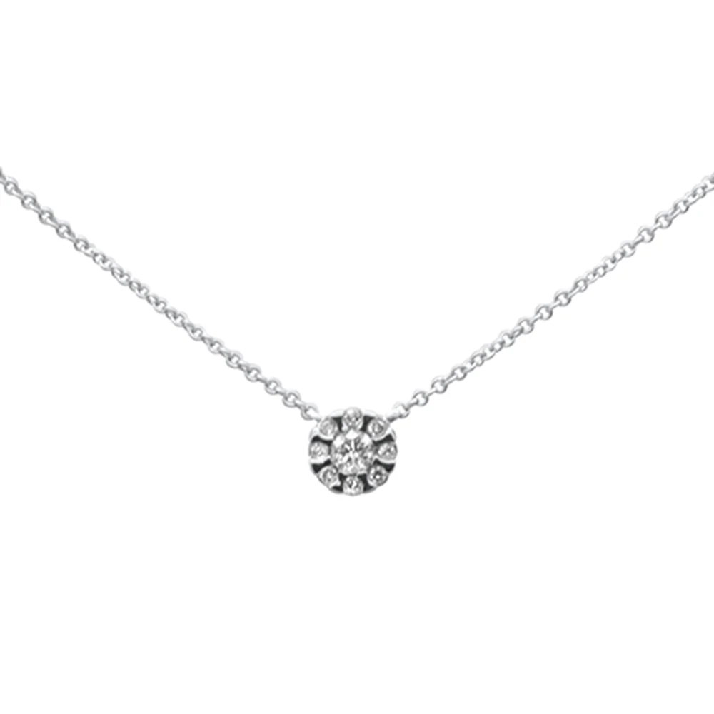<span style="color:purple">SPECIAL!</span> .15ct G SI 14K White Gold Diamond Round Solitaire Style Pendant Necklace 16" + 2" Ext