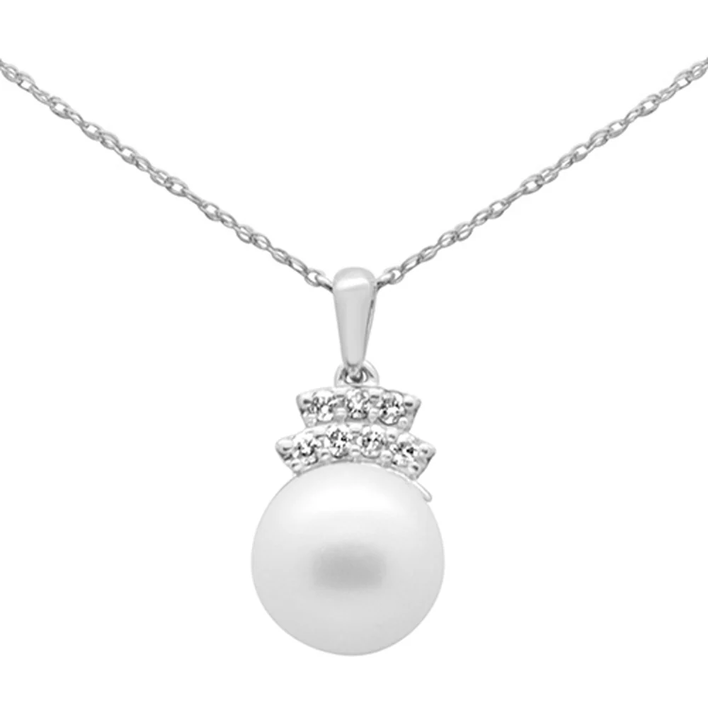 <span style="color:purple">SPECIAL!</span> 6.35ct G SI 14K White Gold Diamond Pearl Pendant Necklace 18" Long - Image 2
