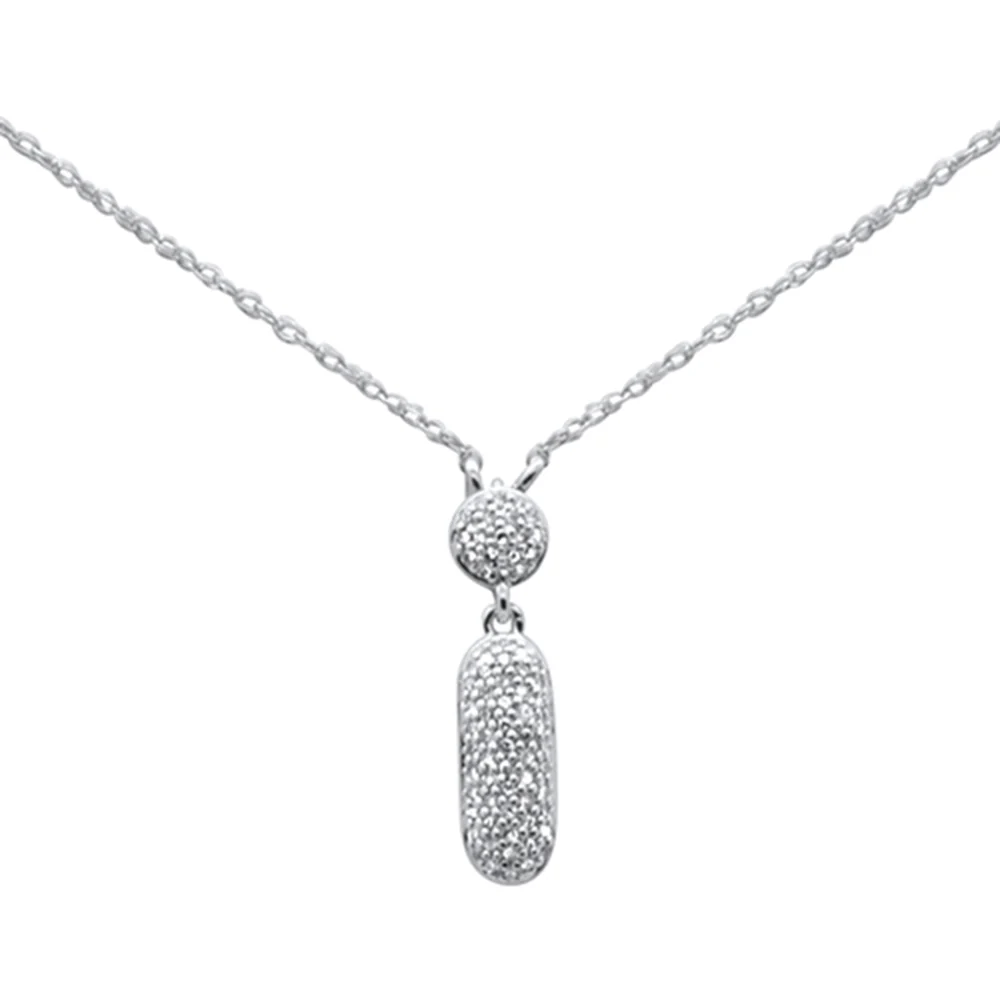 .11ct G SI 14K White Gold Diamond Pendant Necklace 18"Long