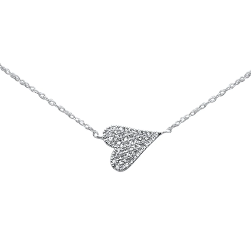 .09ct G SI 14K White Gold Diamond Sideways Heart Pendant Necklace 18"Long - Image 2