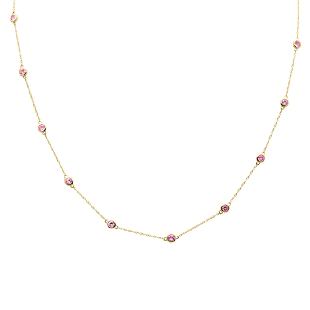 <span style="color:purple">SPECIAL!</span> 1.35ct G SI 14K Yellow Gold  Pink Sapphire Gemstone Pendant Necklace 18" Long