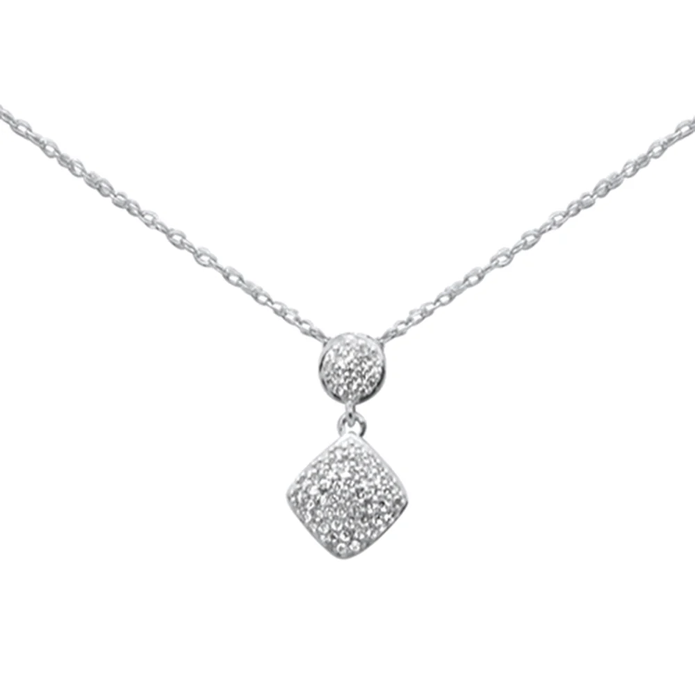 .13ct G SI 14K White Gold Diamond Pendant Necklace 18"Long