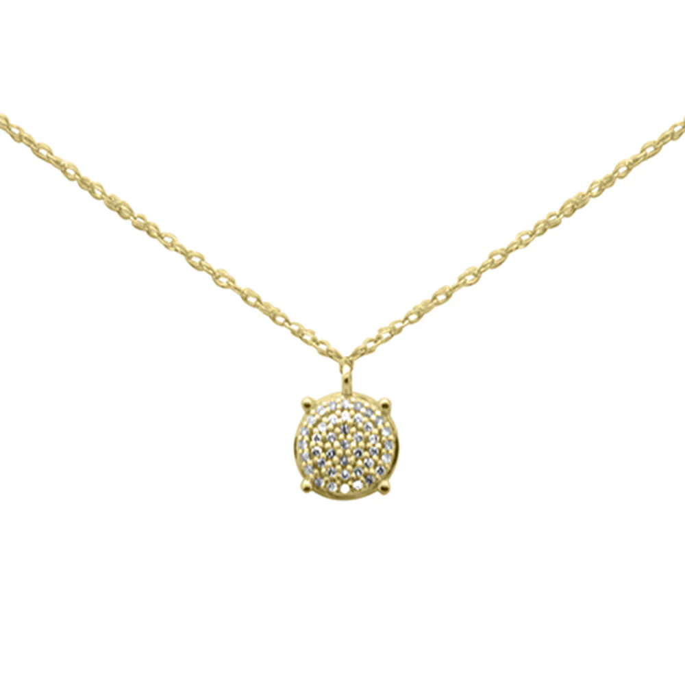 .06ct G SI 14K Yellow Gold Diamond Round Pendant Necklace 18"Long