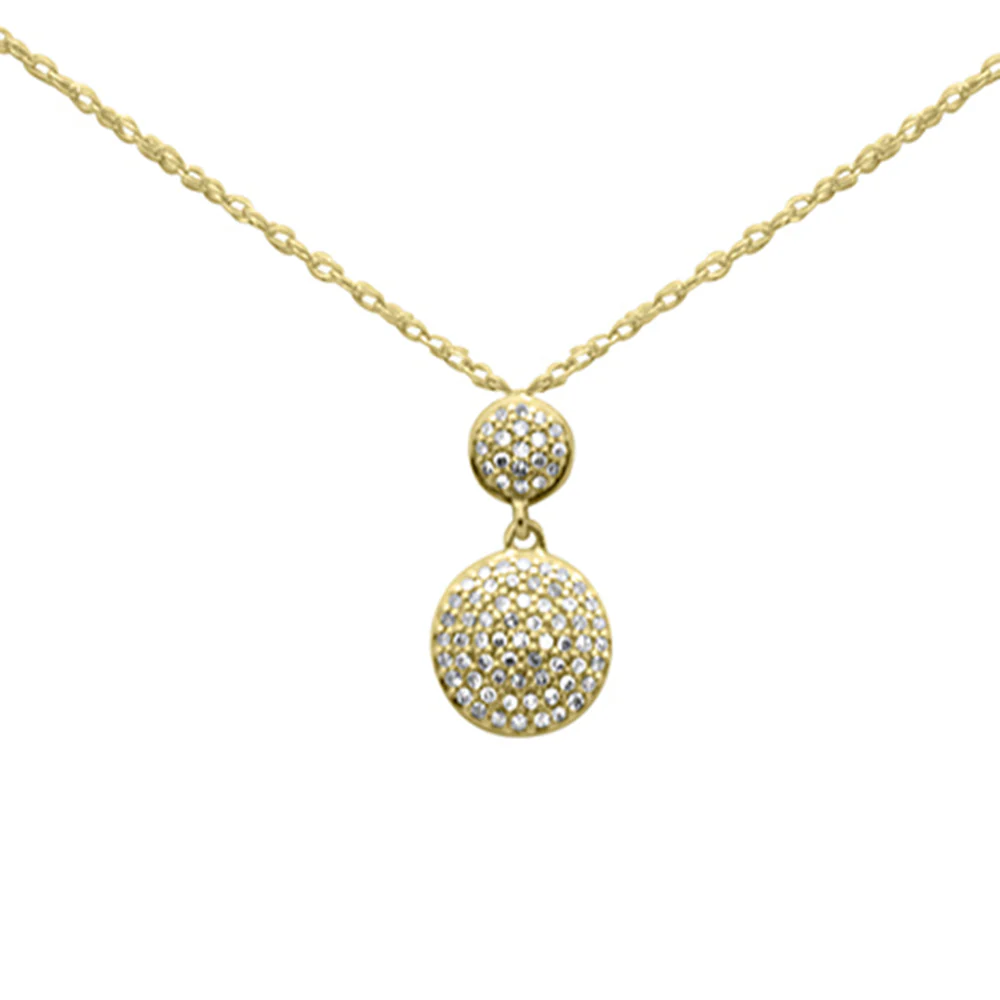 .13ct G SI 14K Yellow Gold Diamond Round Drop Necklace 18"Long