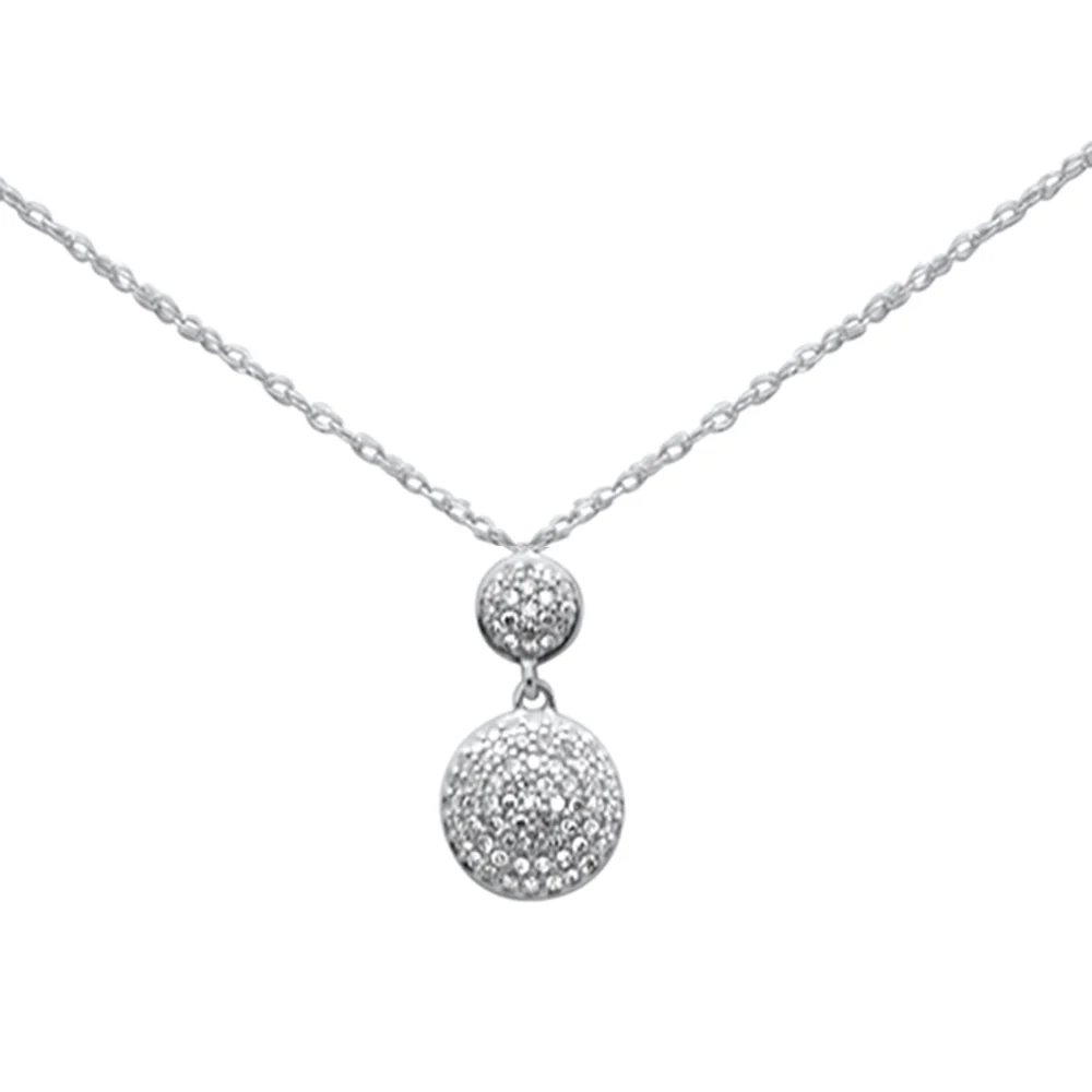 .13ct G SI 14K White Gold Diamond Round Drop Necklace 18"Long