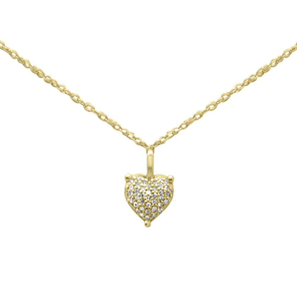 .06ct G SI 14K Yellow Gold Diamond Heart Pendant Necklace 18"Long