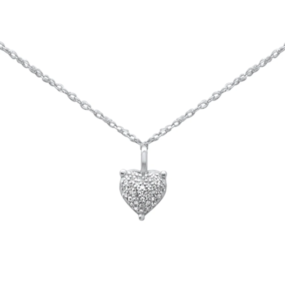 .06ct G SI 14K White Gold Diamond Heart Pendant Necklace 18"Long