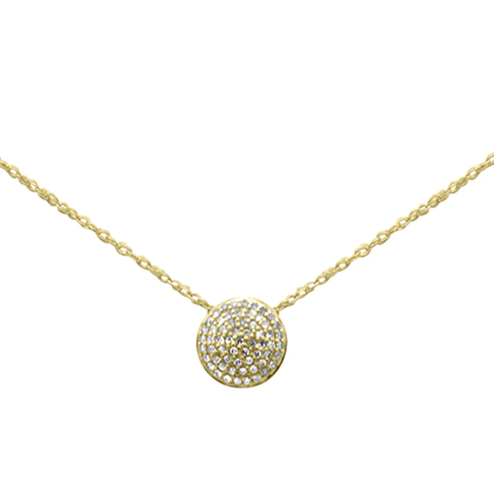 .12ct G SI 14K Yellow Gold Diamond Round Pendant Necklace 18"Long