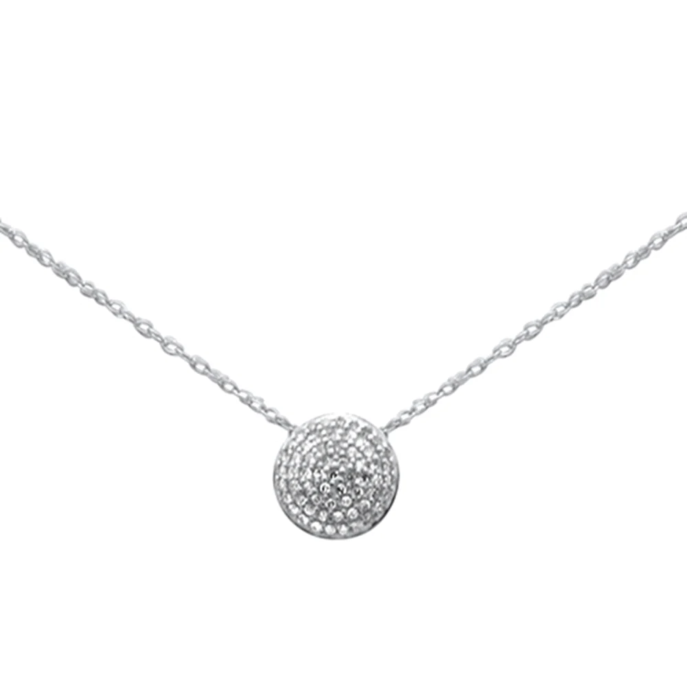 .12ct G SI 14K White Gold Diamond Round Pendant Necklace 18"Long