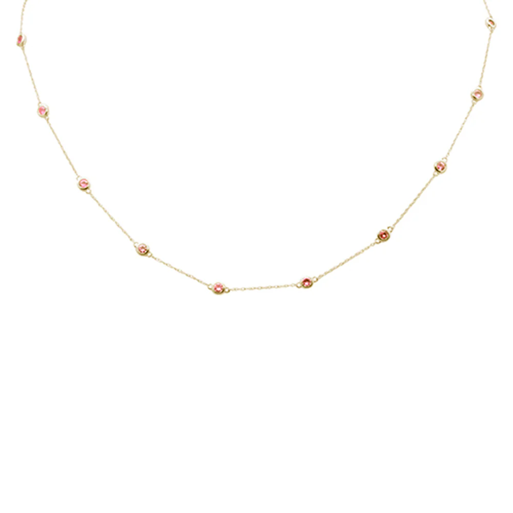 <span style="color:purple">SPECIAL!</span> 1.35ct G SI 14K Yellow Gold Pink Sapphire by Yard Pendant Necklace 18"Long