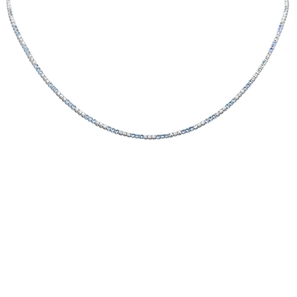 <span>DIAMOND CLOSEOUT! </span> 4.20ct G SI 14K White Gold Diamond & Aquamarine Gemstone Tennis Necklace 16+2" Ext