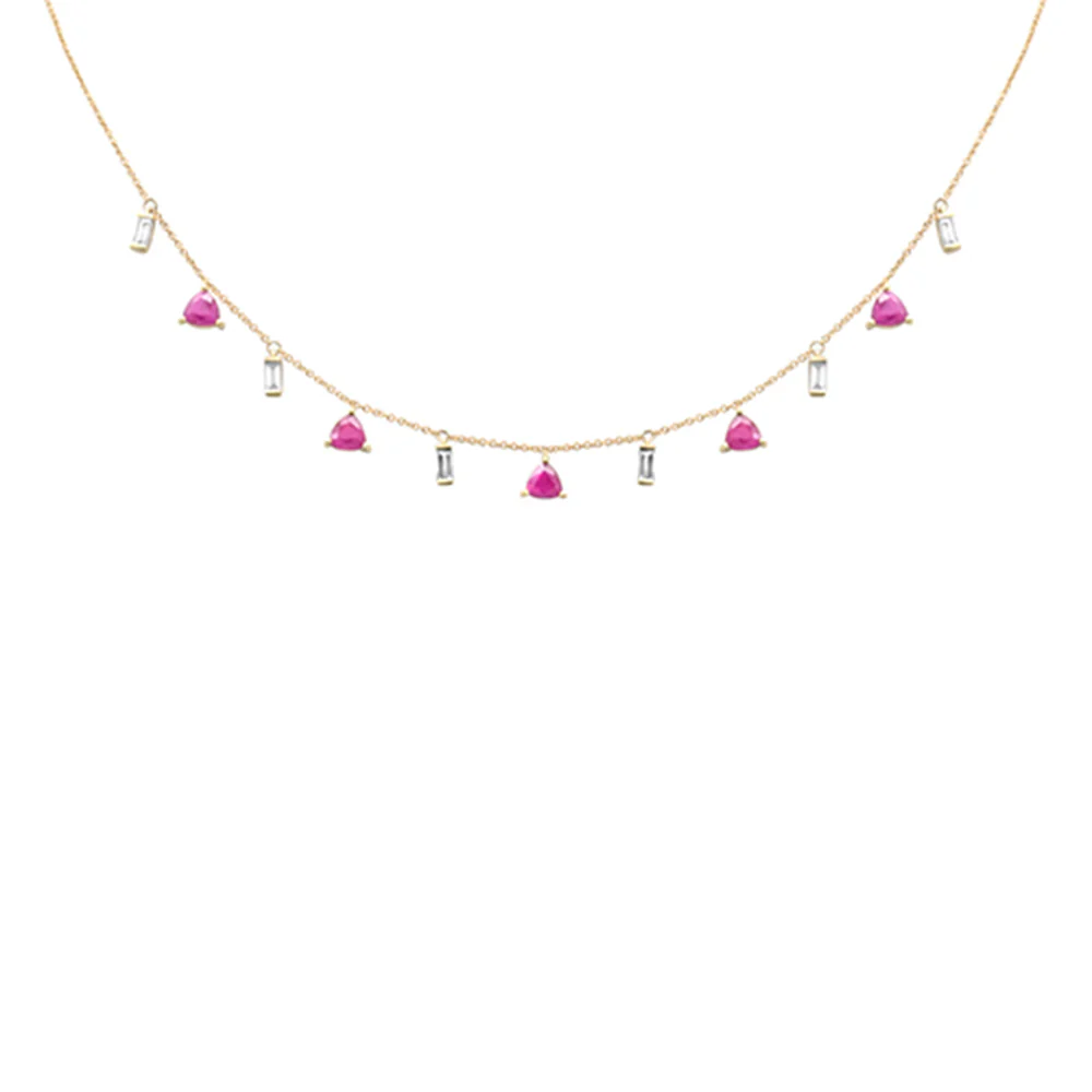 <span>GEMSTONE  CLOSEOUT! </span> 3.68ct G SI 14K Yellow Gold Diamond & Ruby Gemstone Pendant Necklace 16 + 2" Ext