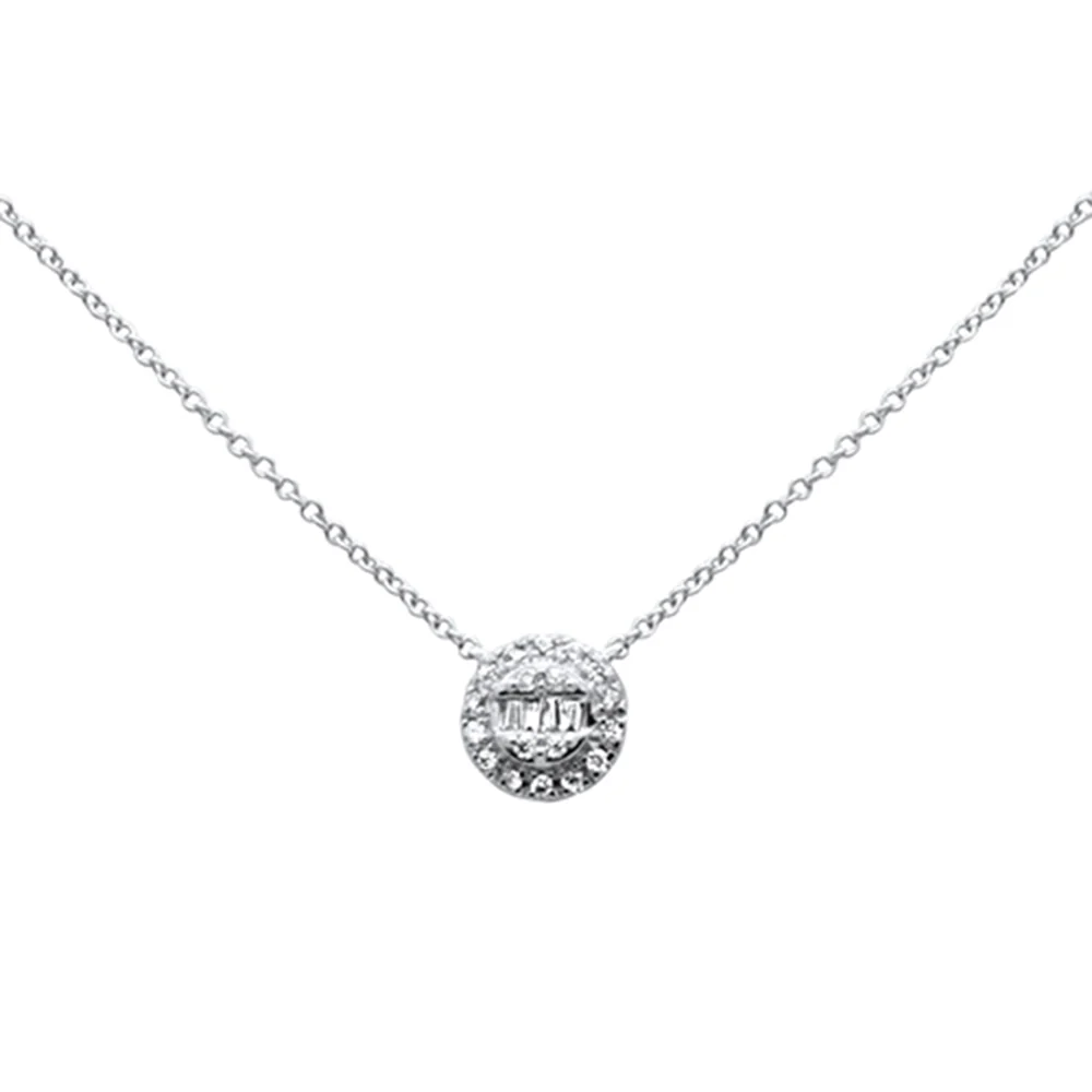 <span style="color:purple">SPECIAL!</span> .11ct G SI 14K White Gold Round Diamond Pendant Necklace 16+2" Ext